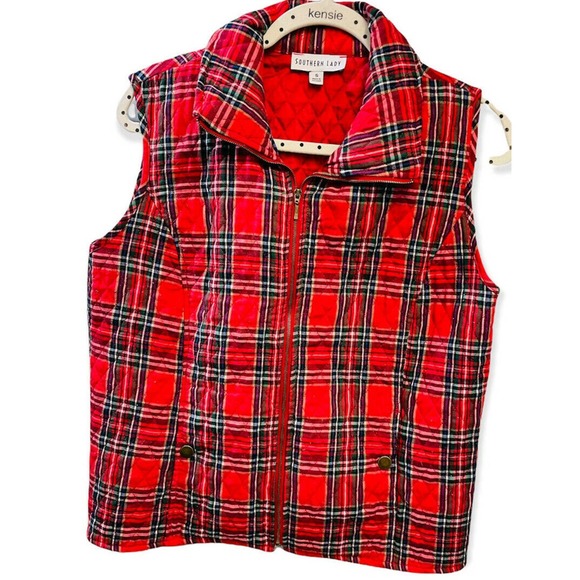 Vintage Southern Lady Quilted Fall Vest Coat Plaid Sleeveless Size Small - Picture 1 of 7